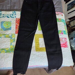 KanCan Bianca, Button Fly, Exposed Buttons, High Waisted, Raw Hem, Black Skinny